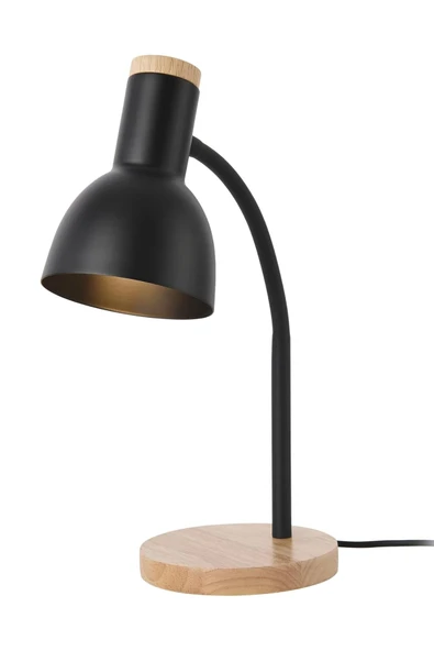 USB LED Masa Lambası siyah Ahşap Tabanlı Modern Dekoratif, Şık Esnek Boyunlu Ofis ve Çalışma Lambası - 7