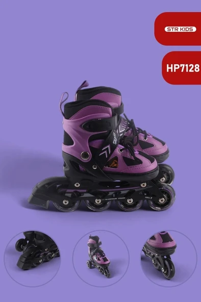 Mor Silikon Tekerli Ayarlanabilir Işıklı Paten L 39-42 HP7128