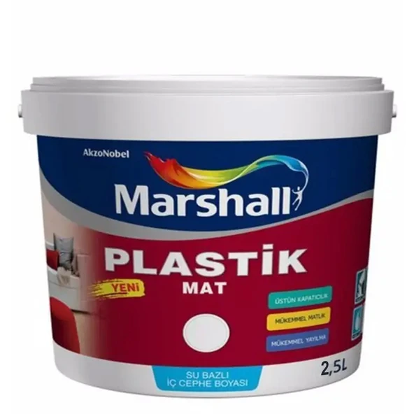 Marshall Plastik Mat İç Cephe Boyası Kara İncir 2,5 Lt (3,5 KG) ürün görseli