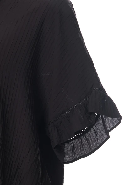 Faik Sönmez Kendinden Nervürlü Volanlı Kısa Kol Bluz 25YUS25BLZ021 - Resim 7