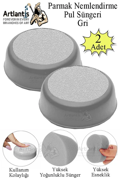 Parmak Nemlendirme Süngeri Gri 2 Adet Renkli Masaüstü Pul Süngeri Para Sayma Süngeri Poşet Kağıt Ayırma Süngeri Büro