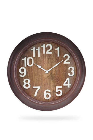 Efe Mark Premium Serisi Modern Tasarım 75 cm Ev ve Ofis Duvar Saati Rakamlı Kahverengi - 2