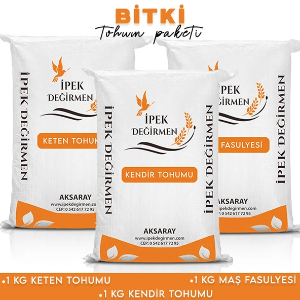 İpek Değirmen 3 kg Fit Yaşam Keten Tohumu Maş Fasulyesi Kendir Paketi