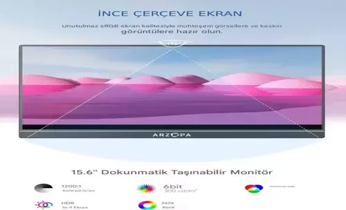 Arzopa A1 T 15.6" Full Hd 60Hz IPS Ultra Ince Dokunmatik Taşınabilir Monitör - 2