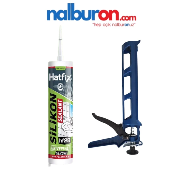 Hatfix Çok Amaçlı Banyo Mutfak Silikon Krem 450gr Plastik Silikon Tabancalı Set