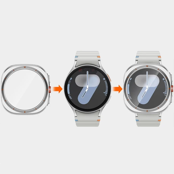 Samsung Galaxy Watch 7 44mm Ultra Dönüştürücü Kasa Koruyucu  Gümüş - Resim 3