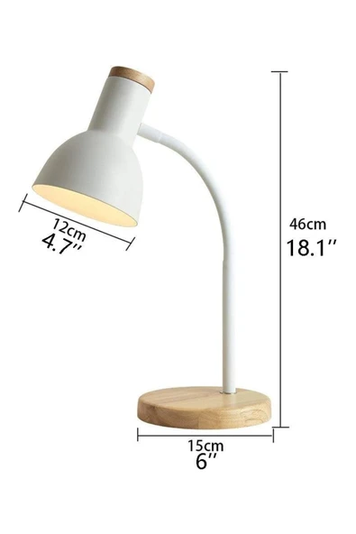 USB LED Masa Lambası siyah Ahşap Tabanlı Modern Dekoratif, Şık Esnek Boyunlu Ofis ve Çalışma Lambası - 4