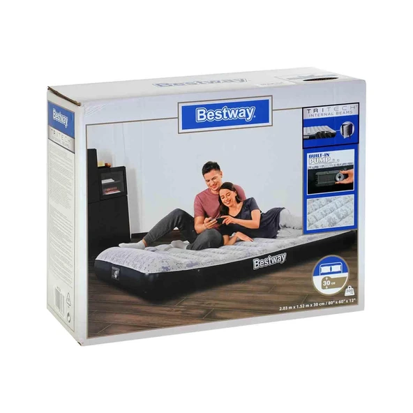 Bestway Ev Yatak Flok 203X152 Cm Pompalı Beyaz