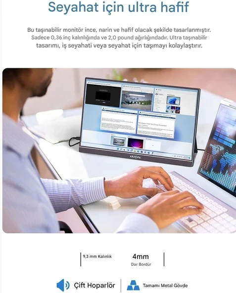 Arzopa A1M 17.3" Full HD 60Hz IPS Ultra İnce Taşınabilir Monitör - 2