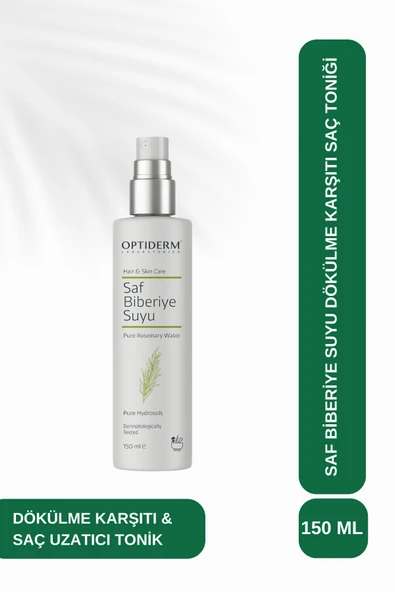 Optiderm Biberiye Suyu Güçlendirici Dökülme Karşıtı Saç Uzatıcı Saç Toniği %100 Doğal ve Saf 150 ml 8684252137381