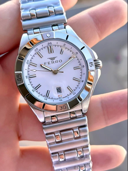 Ferro Çelik Kordon Nişan Ve Damat Saati 2 Yıl Garantili 3 Atm Suya Dayanıklı Erkek Kol Saati 43017A1 - Resim 3