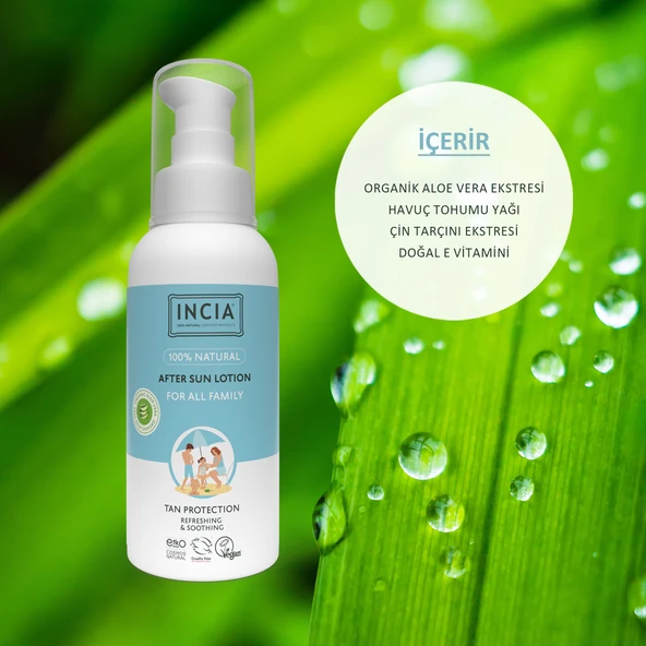 INCIA 100% Natural After Sun Losyon Güneş Sonrası Organik Aloe Vera Nemlendirici Rahatlatıcı 100 ml - 3