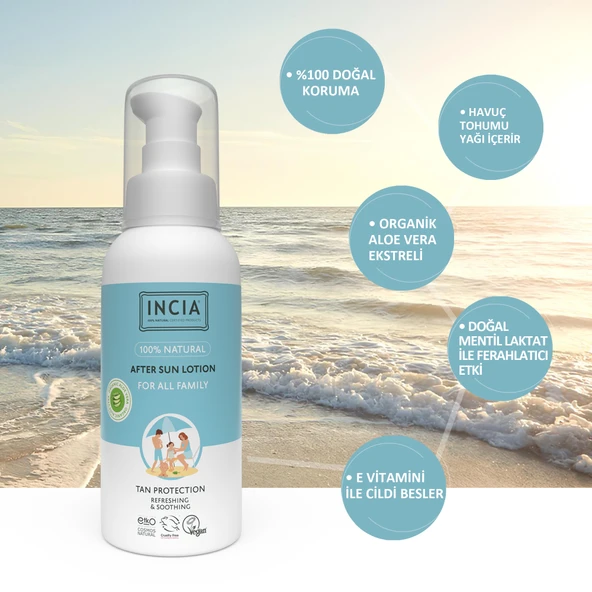 INCIA 100% Natural After Sun Losyon Güneş Sonrası Organik Aloe Vera Nemlendirici Rahatlatıcı 100 ml - 4