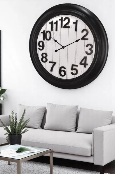 Efe Mark Premium Serisi Modern Tasarım 75 Santimetre Ev ve Ofis Duvar Saati Latin Rakamlı Siyah - Resim 3