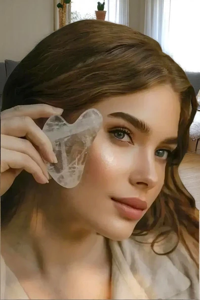 Kristal Kuvars Gua Sha Yüz Yogası, Masaj Taşı 313-2