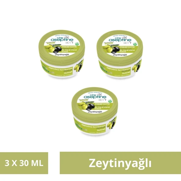 Cire Aseptine Soft Zeytinyağlı Pürüzsüzleştirici Prebiyotikli Krem 30 ml X 3 Adet