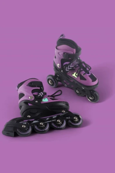 Mor Silikon Tekerli Ayarlanabilir Işıklı Alıştırma Pateni M 35-38 HP7128 - 2