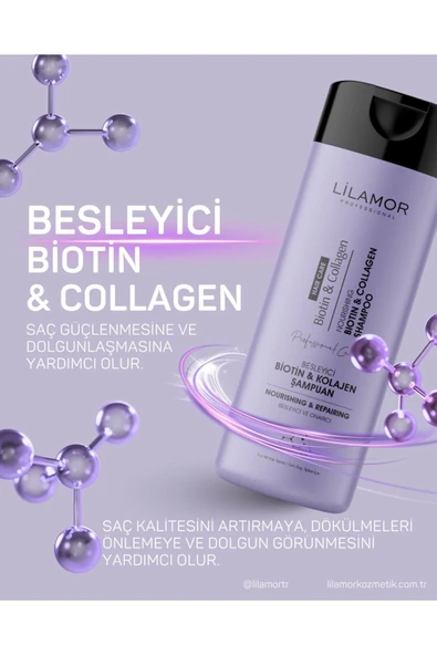 Lilamor Biotin ve Kolajen Saç Dökülmesine Karşı Hızlı Sac Uzatan Onarıcı Besleyici Şampuan 400ml - 3