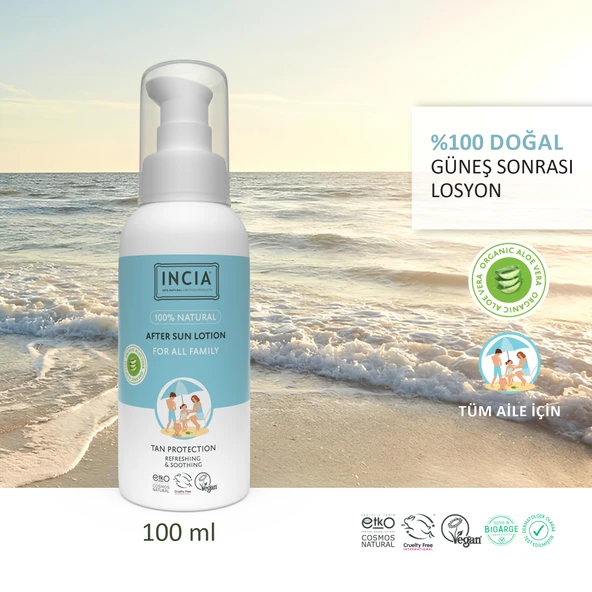 INCIA 100% Natural After Sun Losyon Güneş Sonrası Organik Aloe Vera Nemlendirici Rahatlatıcı 100 ml - 2