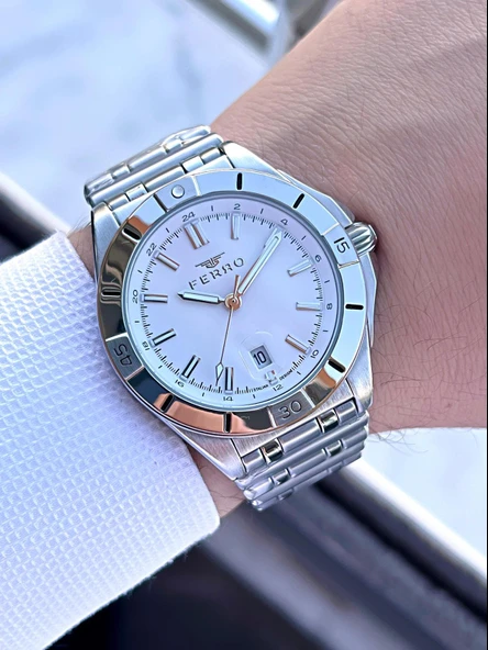 Ferro Çelik Kordon Nişan Ve Damat Saati 2 Yıl Garantili 3 Atm Suya Dayanıklı Erkek Kol Saati 43017A1 - Resim 2