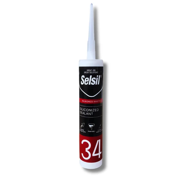 Selsil Silikonize Mastik Beyaz 450gr Beyaz Matik Boyanabilir Mastik
