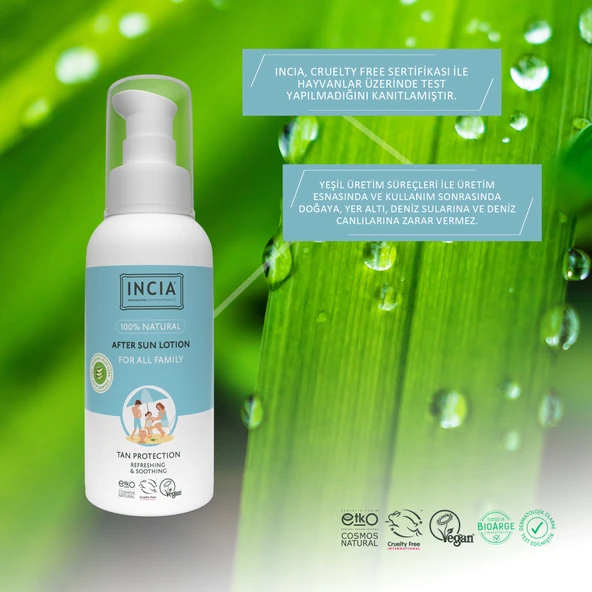 INCIA 100% Natural After Sun Losyon Güneş Sonrası Organik Aloe Vera Nemlendirici Rahatlatıcı 100 ml - 7