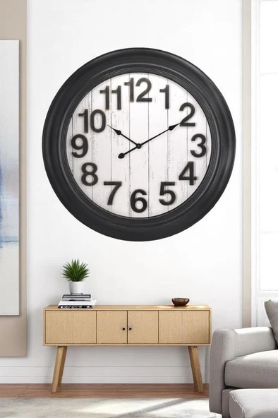 Efe Mark Premium Serisi Modern Tasarım 75 Santimetre Ev ve Ofis Duvar Saati Latin Rakamlı Siyah - Resim 4