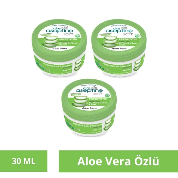 Cire Aseptine Soft Aloe Vera Prebiyotik Nemlendirici Bakım Kremi 30 ml X 3 Adet