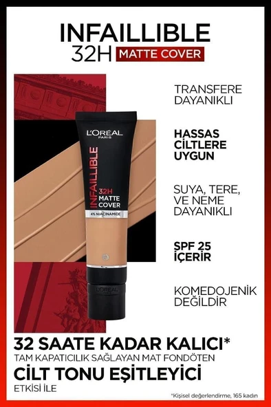 LOréal Paris Infaillible 24H Matte Cover Yüksek Kapatıcı Fondöten - 155 Natural Rose - 7
