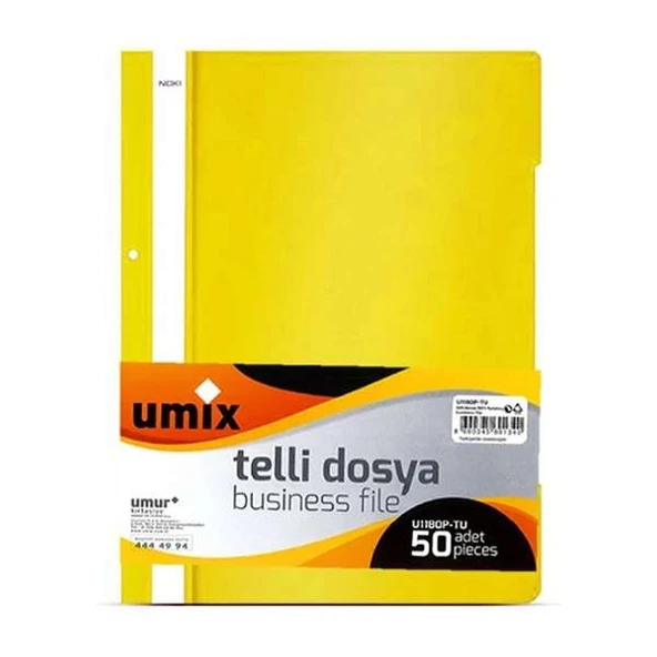 Umix Telli Dosya A4 Eco Sarı 50'li Paket