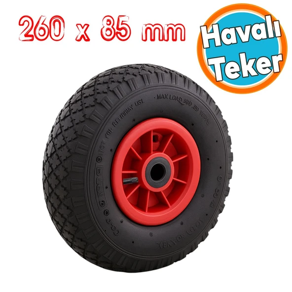 El Arabası Tekeri Plastik Jantlı Siboplu 260x85 mm Burçlu İç Lastikli Şişme Havalı Taşıma Arabaları