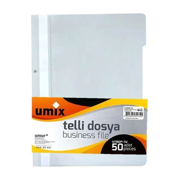 Umix Telli Dosya A4 Plus Beyaz 50'li Paket