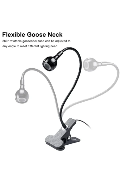 USB COB LED Siyah Mandallı Akrobatik Gövdeli Kitap Okuma & Çalışma Masa Lambası - 3