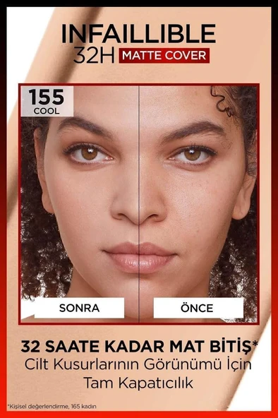 LOréal Paris Infaillible 24H Matte Cover Yüksek Kapatıcı Fondöten - 155 Natural Rose - 6
