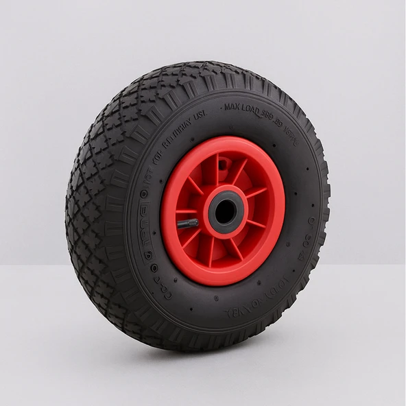 El Arabası Tekeri Plastik Jantlı Siboplu 260x85 mm Burçlu İç Lastikli Şişme Havalı Taşıma Arabaları - 5