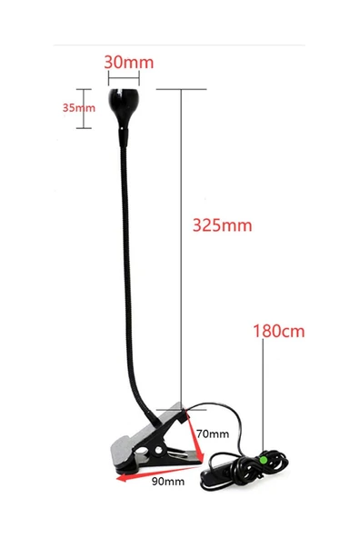 USB COB LED Siyah Mandallı Akrobatik Gövdeli Kitap Okuma & Çalışma Masa Lambası - 5