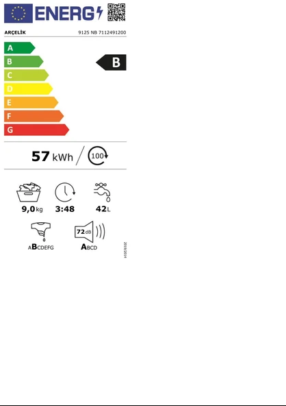 Arçelik 9125 NB 9 Kg Çamaşır Makinesi - 8