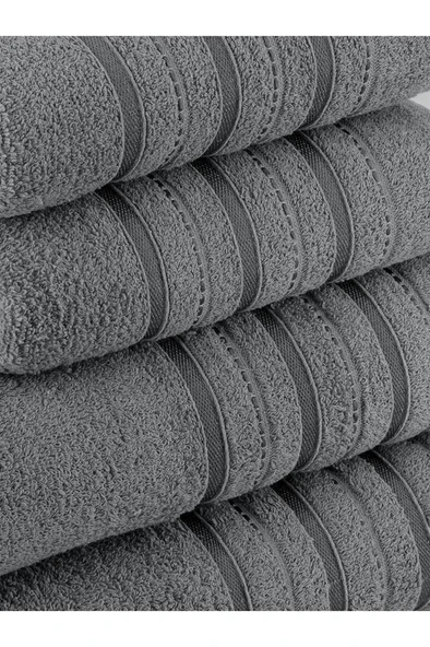 4 Lü Banyo Havlusu Seti Dora Gri - 70x140 - 4