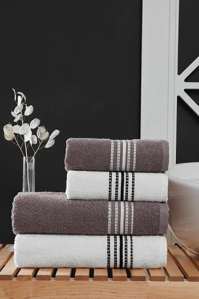 4 Lü Banyo Havlusu Seti Elvin Kahve - 70x140