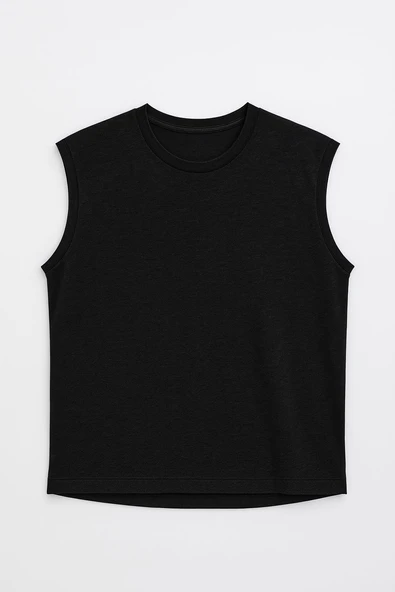 Erkek Bisiklet Yaka Sıfır Kol %100 Pamuk T-Shirt - 5