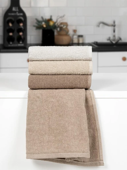 Mutfak Havlusu Seti Lina Doğal Tonlar – 4 lü Soft Touch Serisi 30x50 cm