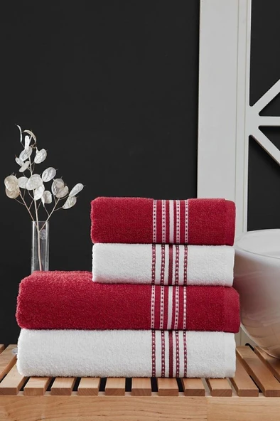 Elvin 4'lü Banyo Havlusu Seti 50x90 + 70x140 Cm