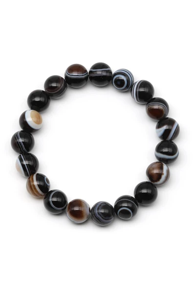 Göz Akik Doğal Taş Bileklik 10 mm Küre Kesim - Resim 2