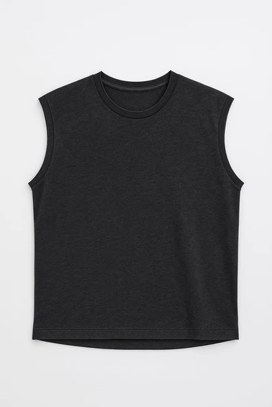 Erkek Bisiklet Yaka Sıfır Kol %100 Pamuk T-Shirt - 2