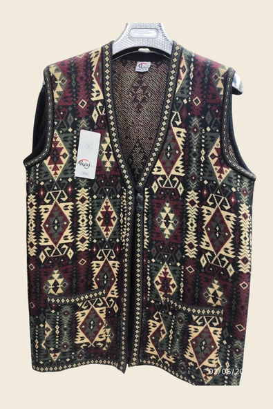 Anneler Günü Özel! Desenli Triko Yelek - Şık ve Fonksiyonel Çift Cepli Tasarım - Unisex Standart Beden - 2