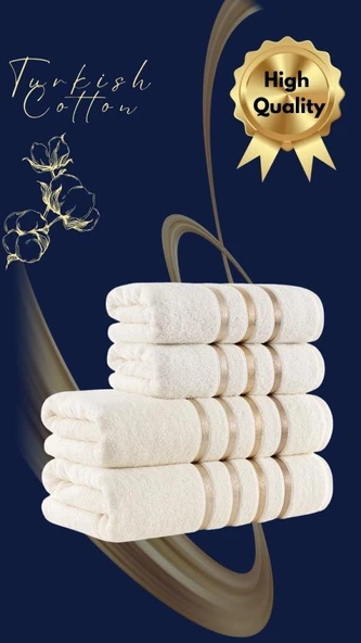 Banyo Havlu Seti 4 Lü Bale Premium - 70X140cm x2 / 50x90cm x2 - 5