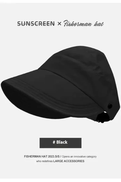 1 adet Kadın Geniş Kenarlı UV Korumalı Güneş Şapkası – Nefes Alabilen Açık Üst Tasarım | Şık Yaz & Plaj Aksesuarı | Kuyruklu Saçlar İçin Uygun | Polyester