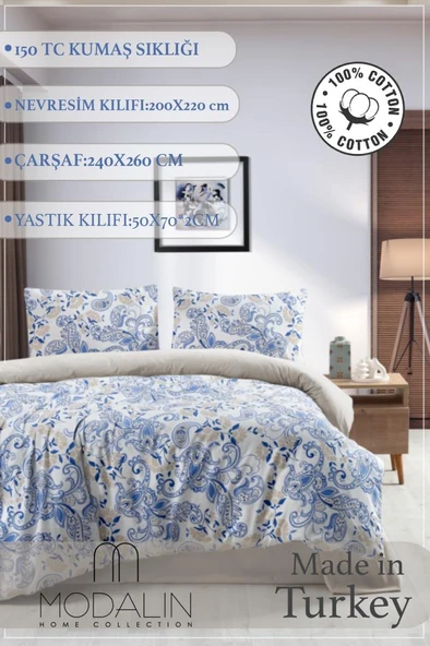 Çift Kişilik Nevresim Takımı 4 Parça Hürrem Çok Renkli - 200x220 - 2