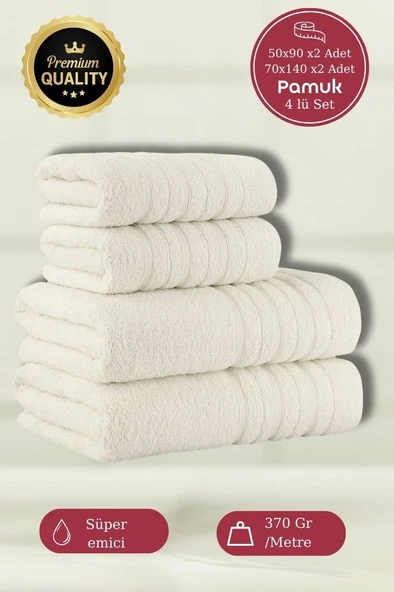 Dora 4'lü Banyo Havlusu Seti - 50x90 70X140cm x2 / 50x90cm x2 Cm