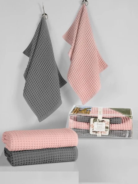 Plaj Havlusu 4 Lü Havlu Takımı Torshon Korent 40x80 - 70X140cm x2 / 50x90cm x2 - 6